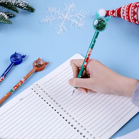 Penna Gel Creativa a Forma di Renna Gatto di Natale Con Paillettes Punta in Plastica 0.5mm Cancelleria Per Scuola Ufficio Studenti Regalo