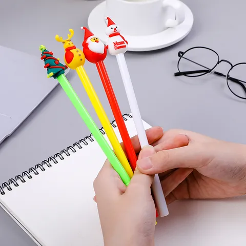 Christmas 3D Cartoon Gel Pen Snowman Santa Claus Reindeer Tree 0.5mm Black Ink Signature Pen Student Stationery Writing