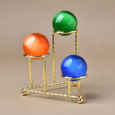 Metal Crystal Ball Display Stand 3 Tier Alloy Sphere Holder Base For Decorative Stones Eggs Home Office Desk Ornament