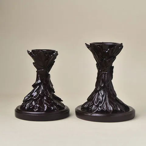 Retro Resin Leaf Carved Display Stand For Crystal Ball Sphere Holder Base Candlestick Home Table Decoration Desktop Ornament