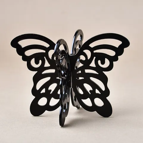 Modern Hollow Butterfly Iron Art Crystal Ball Base Desktop Display Stand Metal Ornament For Home Office Decor Black