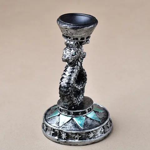 Resin Gothic Snake Figurine Crystal Ball Stand Base Green Eyes Vintage Silver Serpent Ornament For Home Office Desk Decor
