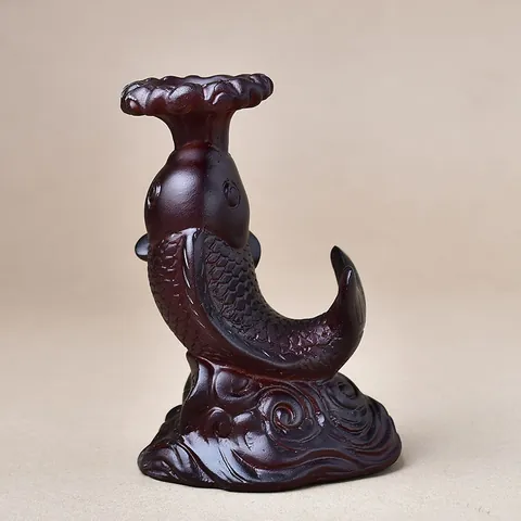 Sculpture de Carpe en Résine Base de Boule de Cristal Support de Grappe Minérale Présentoir Lotus Décor Zen Maison Bureau