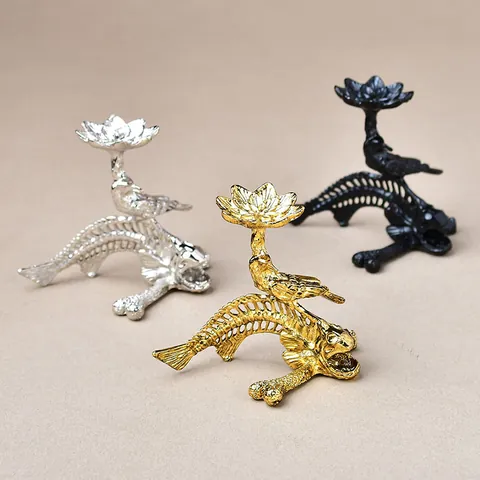 Vintage Gothic Alloy Bird Fish Bone Lotus Crystal Ball Stand Holder Metal Desktop Ornament For Jewelry Display Home Decor