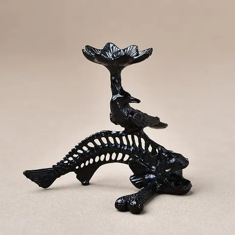 Vintage Gothic Alloy Bird Fish Bone Lotus Crystal Ball Stand Holder Metal Desktop Ornament For Jewelry Display Home Decor