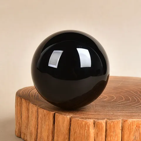 Polished Black Artificial Obsidian Glass Sphere Feng Shui Ball Decorative Crystal Globe Ornament For Home Office Desk