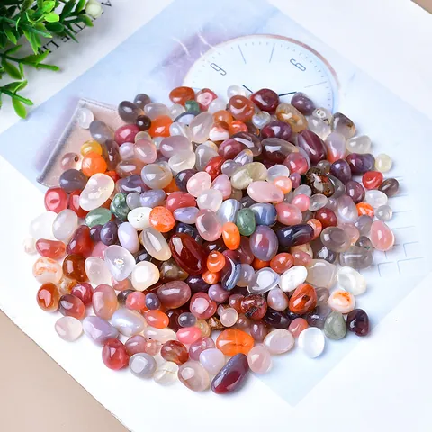 Natural Colorful Agate Chips Polished Tumbled Stones Crystal Granules For Fish Tank Home Decor Healing Crystals Decor Rocks