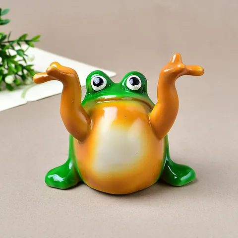 Creative Cartoon Frog Pen Holder Resin Desktop Ornament Funny Frog Figurine Desk Decor Stationery Storage Office Home Study