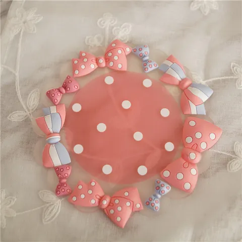 Cute Macaron PVC Coaster 3D Bowknot Polka Dot Cup Mat Heat Resistant Cartoon Strawberry Unicorn Heart Table Decoration