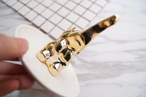 Nordic Ceramic Jewelry Tray Gold Elephant Ring Holder White Porcelain Jewelry Display Organizer Home Decoration