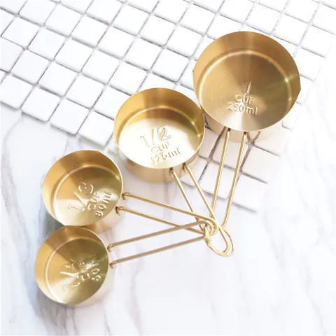 Ensemble de Verres Doseurs en Acier Inoxydable Or pour Cuisine Pâtisserie Style Nordique Graduation Précise Métal