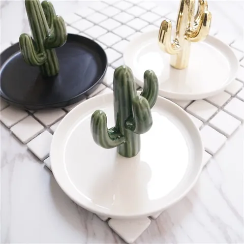 Moderner Keramik Kaktus Schmuckschale Ringhalter Aufbewahrungsteller Für Ohrringe Uhr Home Decor Nordischer Stil Schmuck Organizer