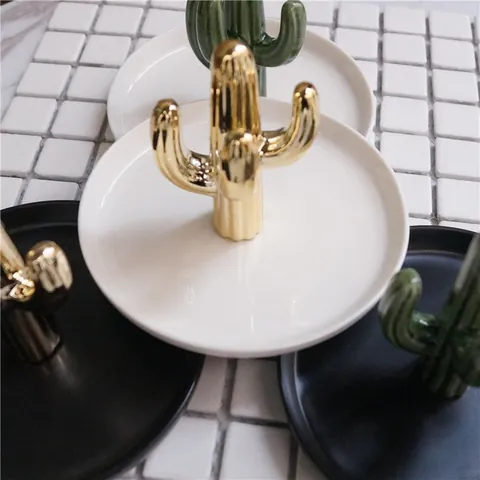 Moderner Keramik Kaktus Schmuckschale Ringhalter Aufbewahrungsteller Für Ohrringe Uhr Home Decor Nordischer Stil Schmuck Organizer
