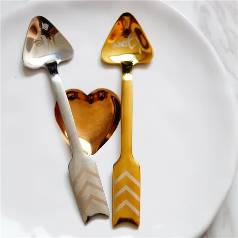 Creative Heart Shaped Cupid Arrow 304 Stainless Steel Coffee Spoon Letter Me You Engraved Dessert Stirring Spoon For Couples Wedding Gift