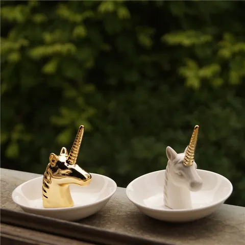 Piatto Portagioie in Ceramica a Forma di Unicorno Porta Anelli Vassoio Decorativo Porta Oggetti Portagioielli Regalo Donna