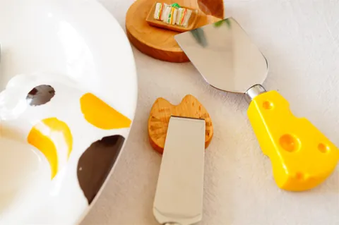 Mignon Couteau à Beurre Créatif Fourchette Spatule Avec Manche Forme Fromage Acier Inoxydable Céramique Maison