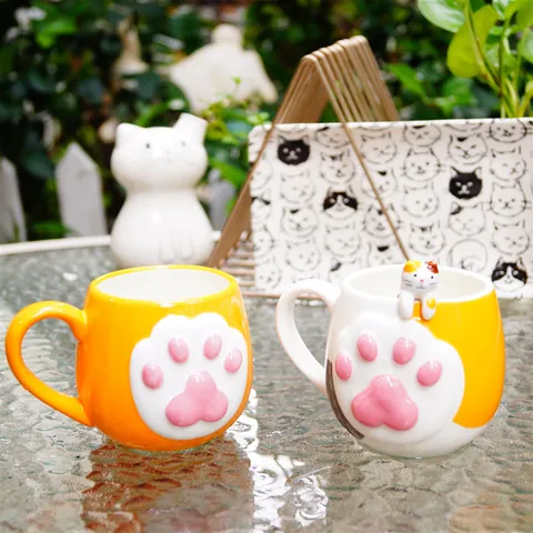 Tazza in Ceramica Creativa in Stile Giapponese Con Design a Zampa di Gatto in Rilievo 3D Simpatica Tazza da Caffè Per Casa Ufficio Regalo