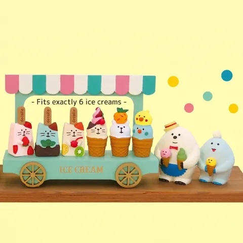 Zakka Style Wooden Ice Cream Truck Miniature Model Handcrafted Dessert Cart Ornament For Home Desktop Decoration Prop Gift