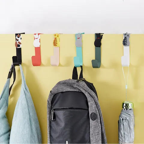 Japanese Style Cartoon Cat Over The Door Hook Metal Single Hanger No Drilling Space Saving Organizer For Home Kitchen Bathroom