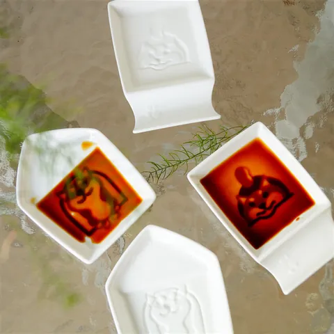 Plato de Cerámica Creativo con Relieve de Shiba Inu Mini Cuenco para Salsas Bandeja de Almacenamiento de Joyas
