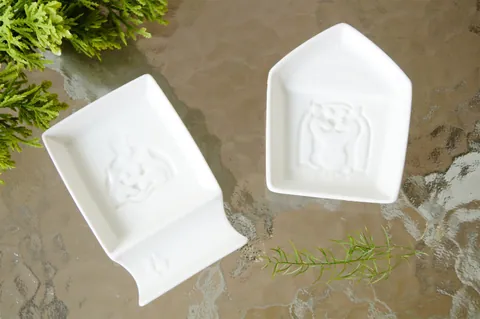 Plato de Cerámica Creativo con Relieve de Shiba Inu Mini Cuenco para Salsas Bandeja de Almacenamiento de Joyas