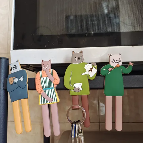 Aimant de Réfrigérateur Chat Dessin Animé Japonais Crochet Créatif Jambes Longues Pliables Résine Aimant pour Maison Cuisine