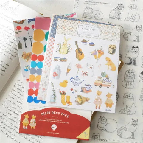 Süße Kleintier Serie Journal DIY Dekorative Aufkleber Handgezeichnete PVC Papier Material Für Scrapbooking Schreibwaren Set