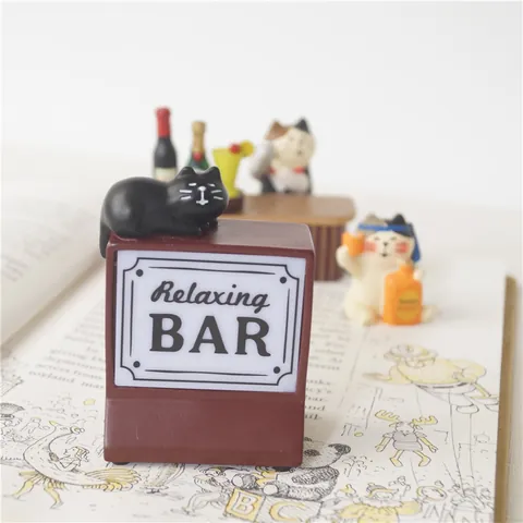 Ιαπωνικό Zakka Μαύρη Γάτα Relaxing BAR LED Φως Νύχτας Ρητίνη Διακοσμητικό Γραφείου Μικροτοπίο Θεραπευτικό Διακόσμηση Σπιτιού