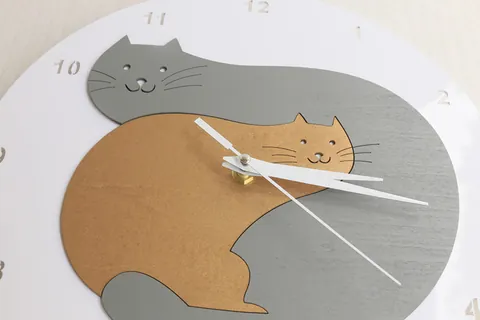 Japanische Kreative Katzen Wanduhr Geräuschlose Acryl Holz Dekorative Wanduhr Für Wohnzimmer Schlafzimmer Süße Tier Deko