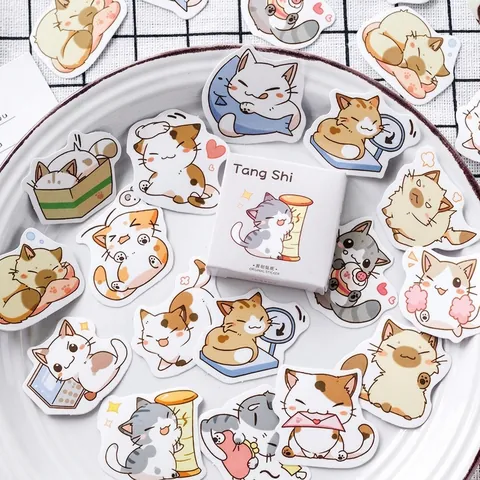 Süße Cartoon Katzen Aufkleber Für Journaling Scrapbooking Sortierte Tierdesigns Selbstklebende Papiersticker Für DIY Deko