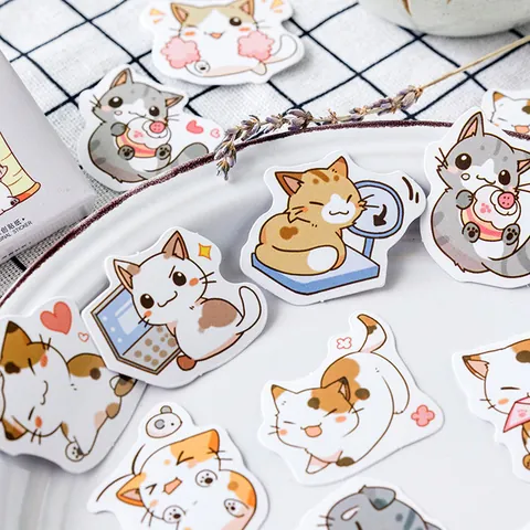 Süße Cartoon Katzen Aufkleber Für Journaling Scrapbooking Sortierte Tierdesigns Selbstklebende Papiersticker Für DIY Deko
