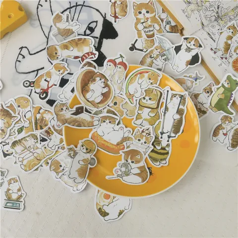 Simpatici Adesivi per Gatti Cartoni Animati Impermeabili per Journaling Laptop Custodia Telefono Bottiglia d'Acqua Adesivi Decorativi