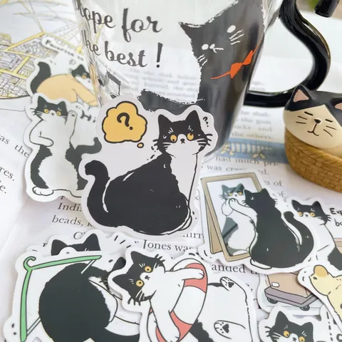 Adesivi a Forma di Gatto Mucca in PVC Impermeabile Opaco per Scrapbooking e Cancelleria Fai da Te per Bambini e Studenti