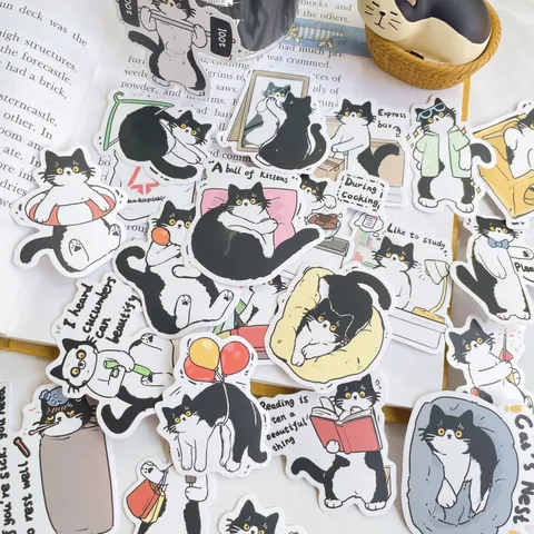 Adesivi a Forma di Gatto Mucca in PVC Impermeabile Opaco per Scrapbooking e Cancelleria Fai da Te per Bambini e Studenti