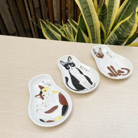 Japanese Style Ceramic Sauce Dish Cat Pattern Seasoning Plate For Soy Sauce Vinegar Kitchen Tableware Home Decoration