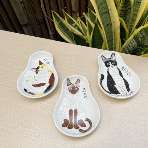 Japanese Style Ceramic Sauce Dish Cat Pattern Seasoning Plate For Soy Sauce Vinegar Kitchen Tableware Home Decoration