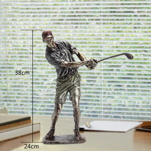 Modern American Creative Golf Player Figurines Resin Vintage Bronze Statues For Home Office TV Stand Desk Decor Sports Souvenirs