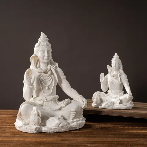Statua di Lord Shiva Scultura del Dio Indù in Resina Bianca Per Decorazioni Per Casa e Ufficio Statuetta Spirituale