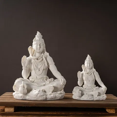 Statua di Lord Shiva Scultura del Dio Indù in Resina Bianca Per Decorazioni Per Casa e Ufficio Statuetta Spirituale