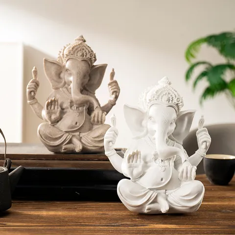 Ganesha Standbeeld Hars Olifant God Figuur Zuidoost-Aziatische Stijl Religieuze Zen Home Office Desktop Boeddha Ornament