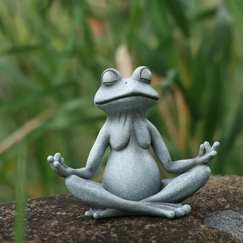 Zen Meditierender Frosch Statue Harz Yoga Frosch Figur Steintextur Tier Skulptur Für Garten Outdoor Home Office Dekor Geschenk
