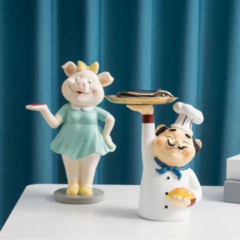 Creative Cartoon Resin Figure Statue With Metal Tray For Keys Jewelry Entryway Living Room Home Desktop Decor Storage Ornament