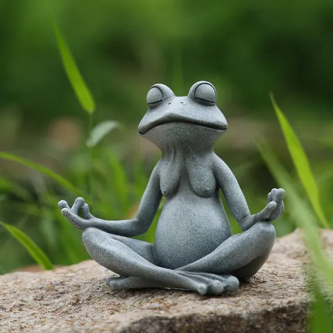 Zen Meditierender Frosch Statue Harz Yoga Frosch Figur Steintextur Tier Skulptur Für Garten Outdoor Home Office Dekor Geschenk