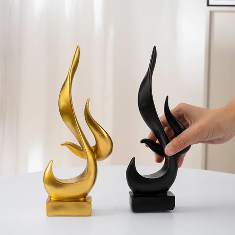 Modern Abstract Flame Sculpture Resin Ornament Minimalist Flame Statue Decor For Home Living Room Office Desktop Decorative Art Figurine