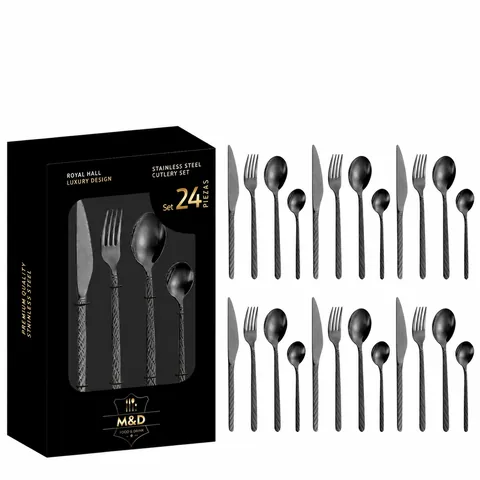 Stainless Steel Flatware Cutlery Mirror Polished Dinner Knife Fork Spoon Coffee Spoon With Twisted Rope Handle Design Western Dining Wedding Gift