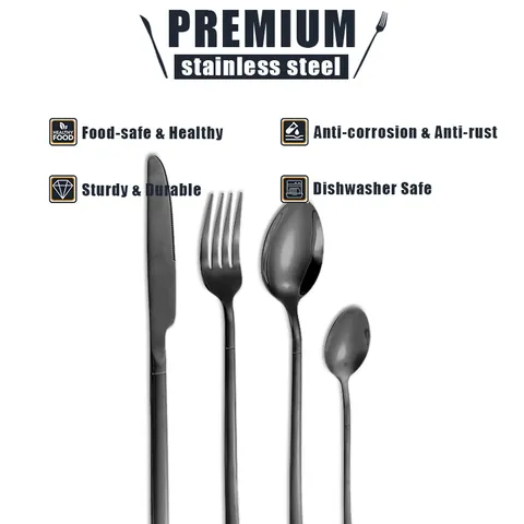 Service de Couverts en Acier Inoxydable Poli Miroir Couteaux Fourchettes Cuillères Vaisselle Pour Maison Cuisine Restaurant Banquet