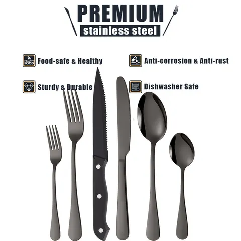 Collezione di Posate in Acciaio Inossidabile Coltello Forchetta Cucchiaio Con Vassoio Organizer per Cassetti a Scomparti Finitura Lucidata a Specchio Stoviglie Moderne Minimaliste per Cucina Sala da Pranzo Casa