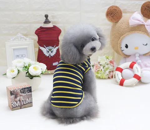 Gilet pour Chien en Coton Rayé Respirant Sans Manches Chemise pour Chiot Pour Petits Moyens Chiens Vêtements d'été Confortables pour Animaux