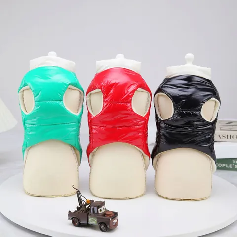 Gilet Invernale per Animali in PU Lucido Cappotto Imbottito per Cani Giacca per Gatti Resistente All'acqua Con Cerniera