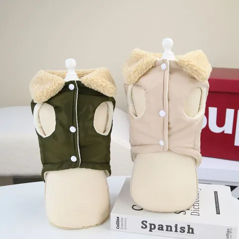 Warme Gesteppte Haustier Hundeweste Jacke Mit Sherpa-Kragen Wintervlies Gepolsterte Welpen Katzen Kleidung